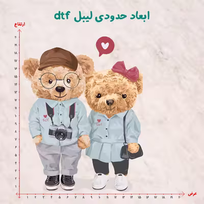 استیکر پارچه و لباس مدل dtf طرح تدی کد H20.137 مجموعه 3 عددی