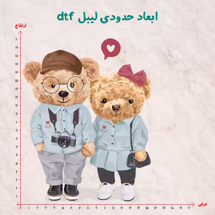 استیکر پارچه و لباس مدل dtf طرح تدی کد H20.137 مجموعه 3 عددی