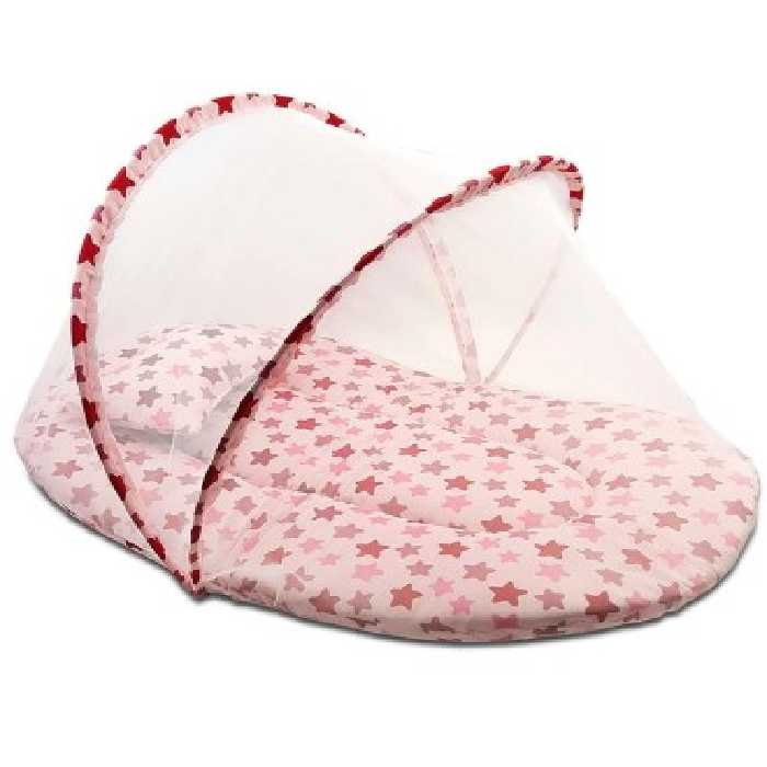 پشه بند دخترانه نوزاد طرح ستاره صورتی