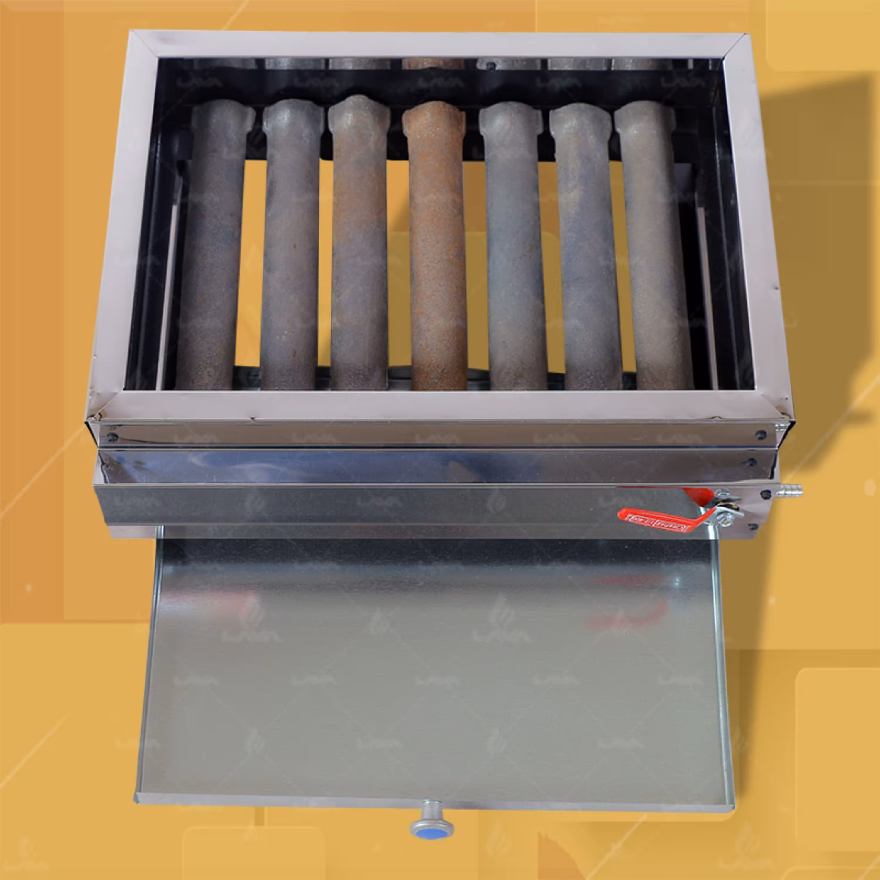 کباب پز گازی خانگی ( 7 شعله ) با شعله چدنی و بدنه استیل