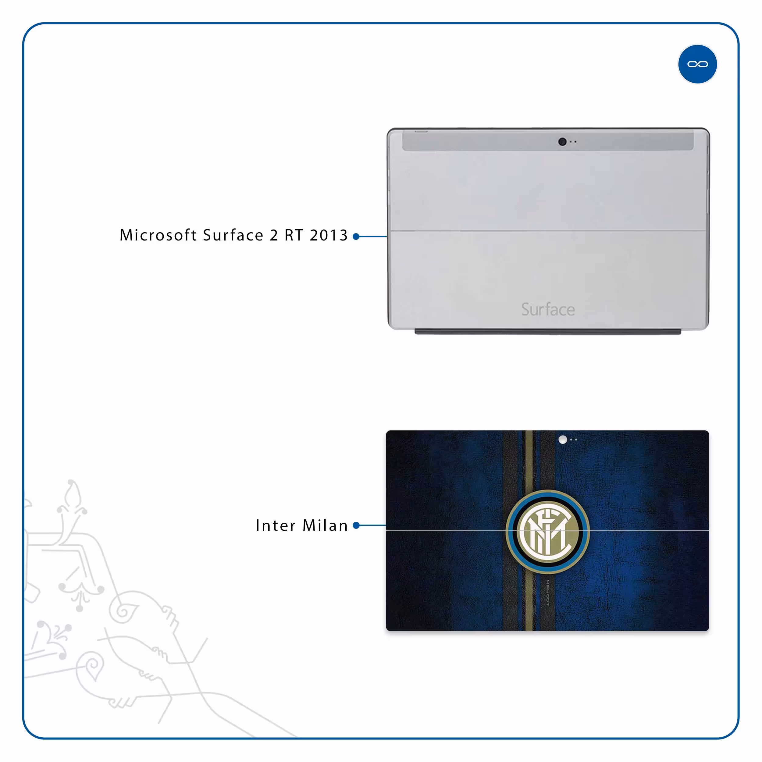 برچسب پوششی ماهوت مدل Inter-Milan مناسب برای تبلت مایکروسافت Surface 2 RT 2013