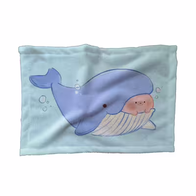 حوله کودک مدل خوک خنگ و وال آبی کیوت کد TW42 سایز 30x40 سانتی متر