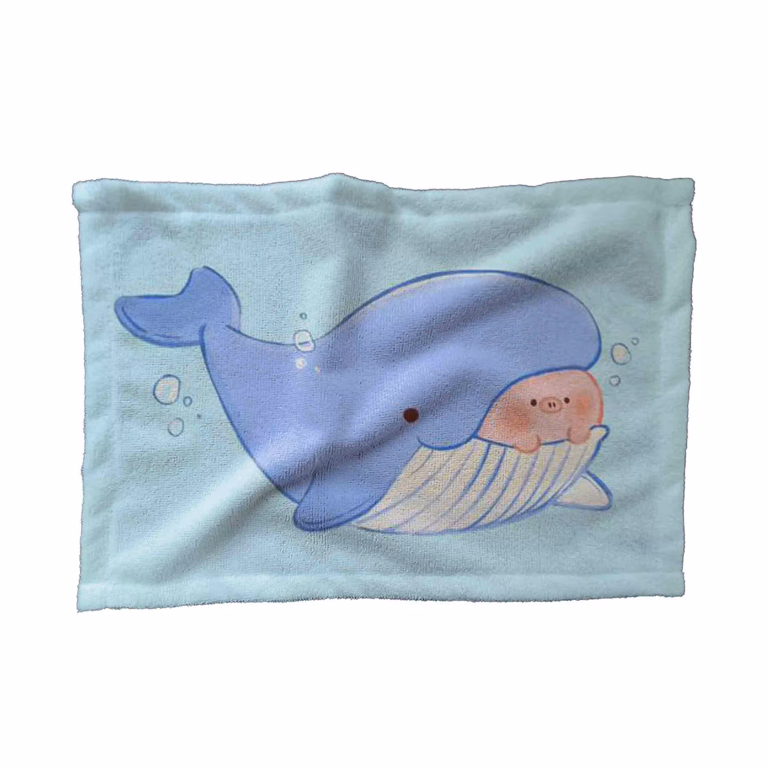 حوله کودک مدل خوک خنگ و وال آبی کیوت کد TW42 سایز 30x40 سانتی متر