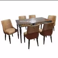 میز ناهارخوری شیک 10 نفره پیکاسو رنگ کرم نسکافه ای چوبی آینه ای  برند کارما ارسال بصورت باربری و پس کرایه