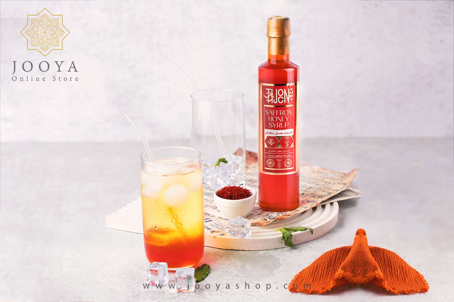 شربت طبیعی عسل و زعفران