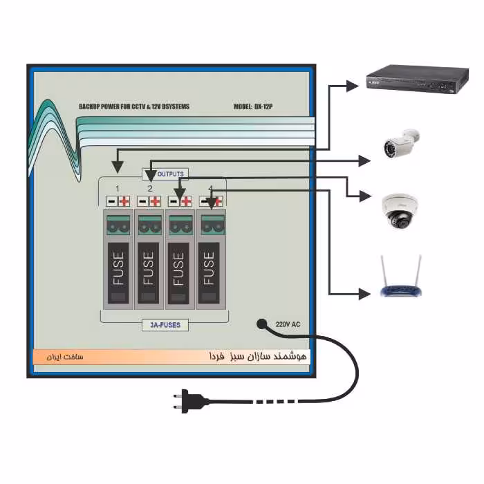 یو پی اس دوربین مدار بسته دایاق مدل DX12PB ظرفیت 144 آمپرساعت