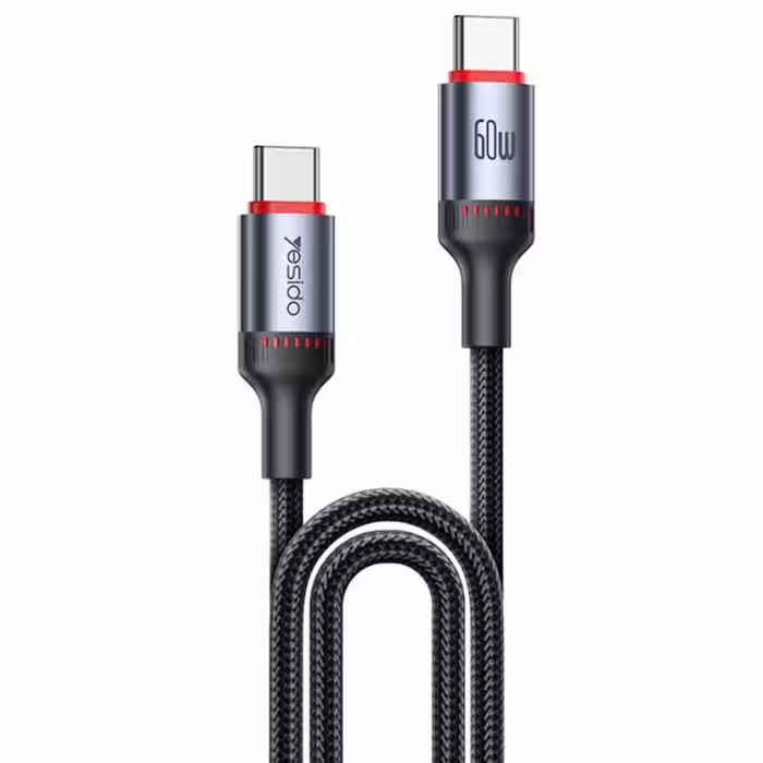 کابل شارژ دو سر تایپ سی به طول 1.2 متر و توان 60W 3A مدل YESIDO CA181 (100% اورجینال)