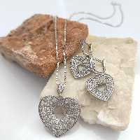 نیم ست نقره سرو  طرح قلب با آبکاری طلا سفید کد N04