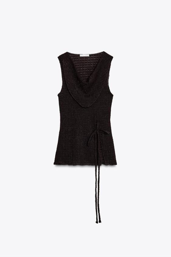 تاپ زنانه زارا TEXTURED BELTED TOP | تهران زارا TehranZara