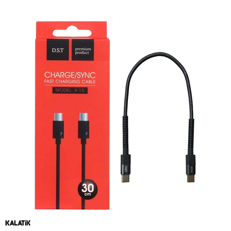 کابل تبدیل USB-C به USB-C مدل DST-PD15 به طول 30 سانتی متر