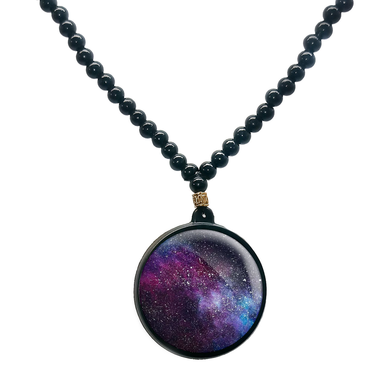 گردنبند پرمانه طرح ستاره و کهکشان کد pmd.25688 مدل دو طرفه