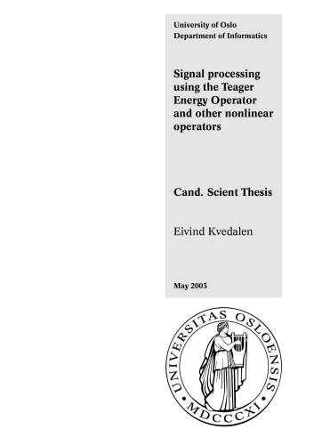خرید و دانلود نسخه کامل کتاب Signal processing using the Teager Energy Operator and other nonlinear operators
