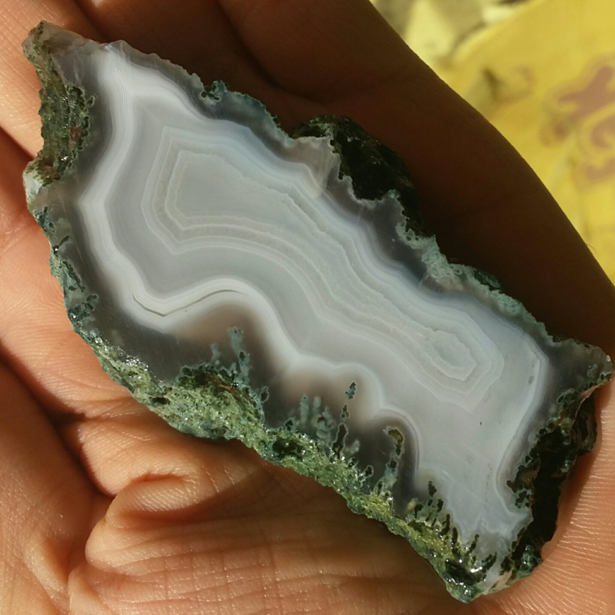 اسلایس سنگ راف عقیق سلیمانی 3بعدی خزه ای محشر 100در100 طبیعی شاهکار خلقت دیدنی