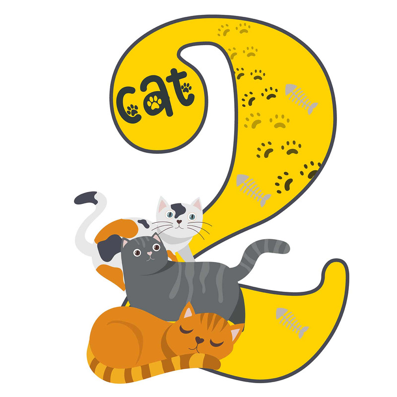 استند رومیزی تولد مدل عدد 2 طرح گربه کد 1475