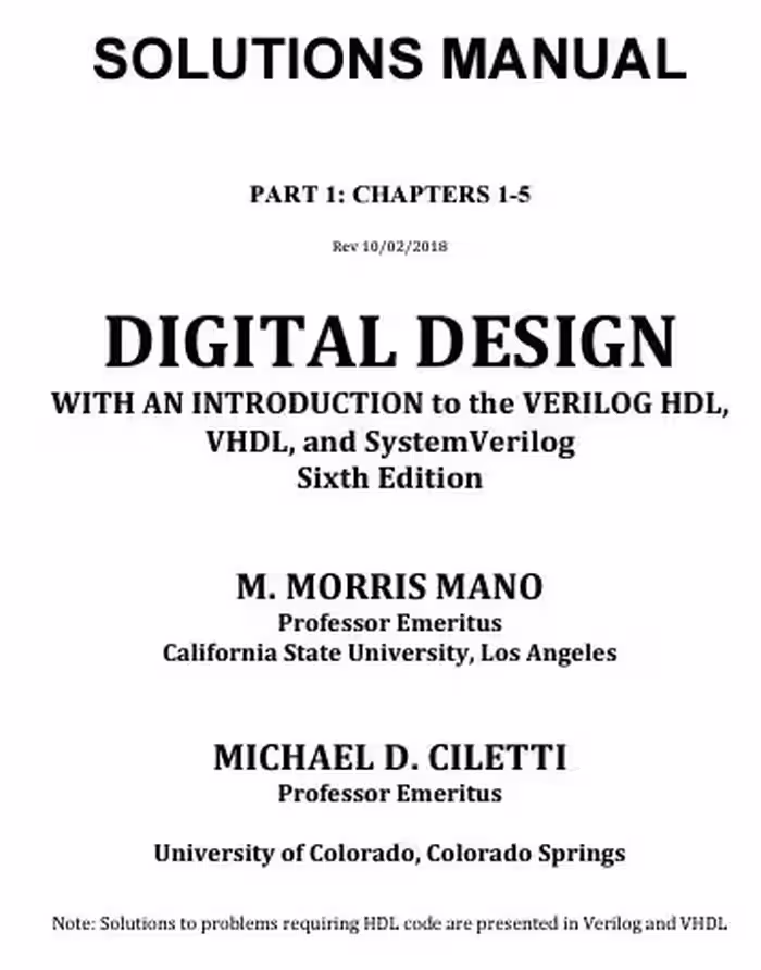 خرید و دانلود نسخه کامل کتاب Instructor's Solutions Manual for Digital Design (6th Edition) - Pdf