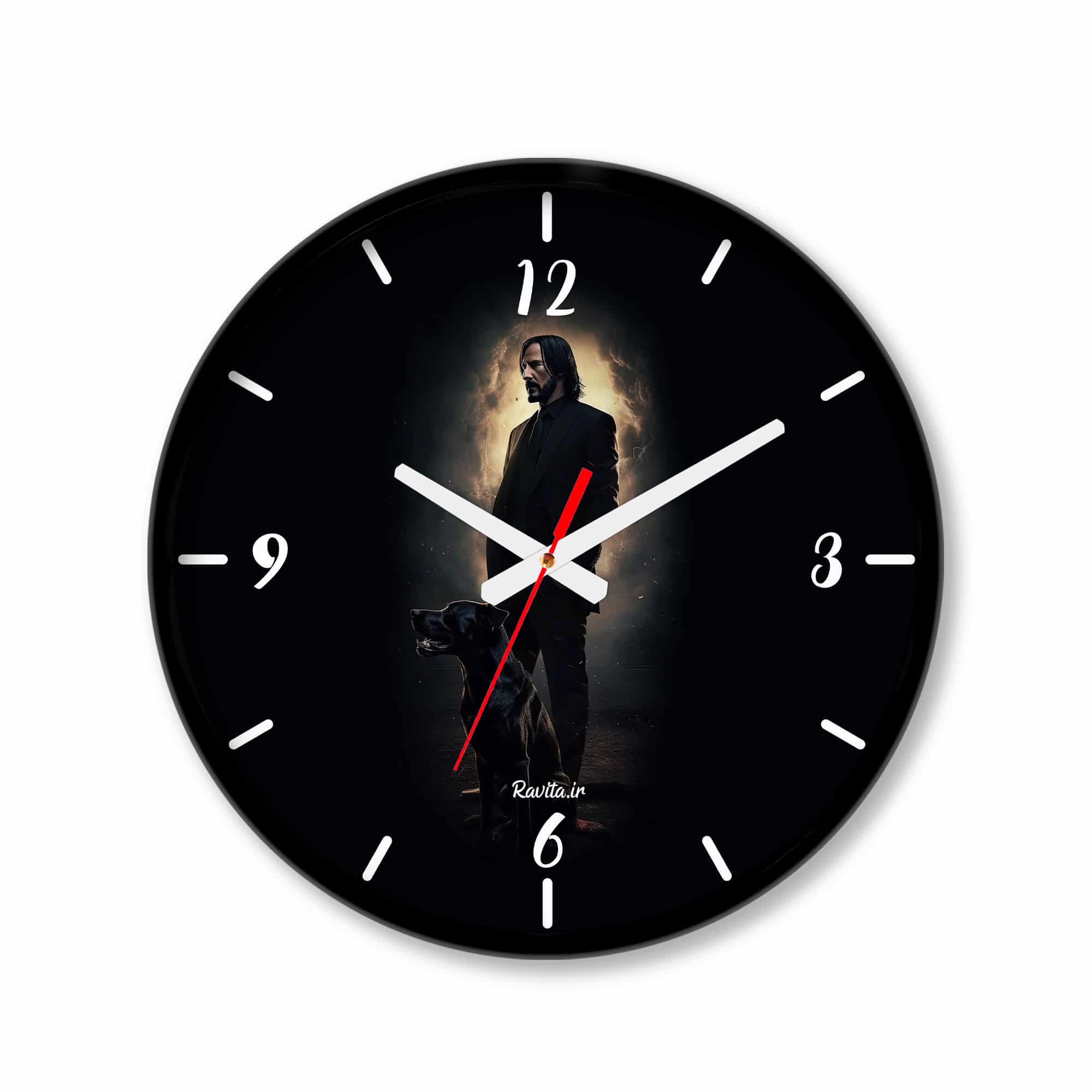 ساعت‌ دیواری رومیزی راویتا طرح جان ویک کد 3534