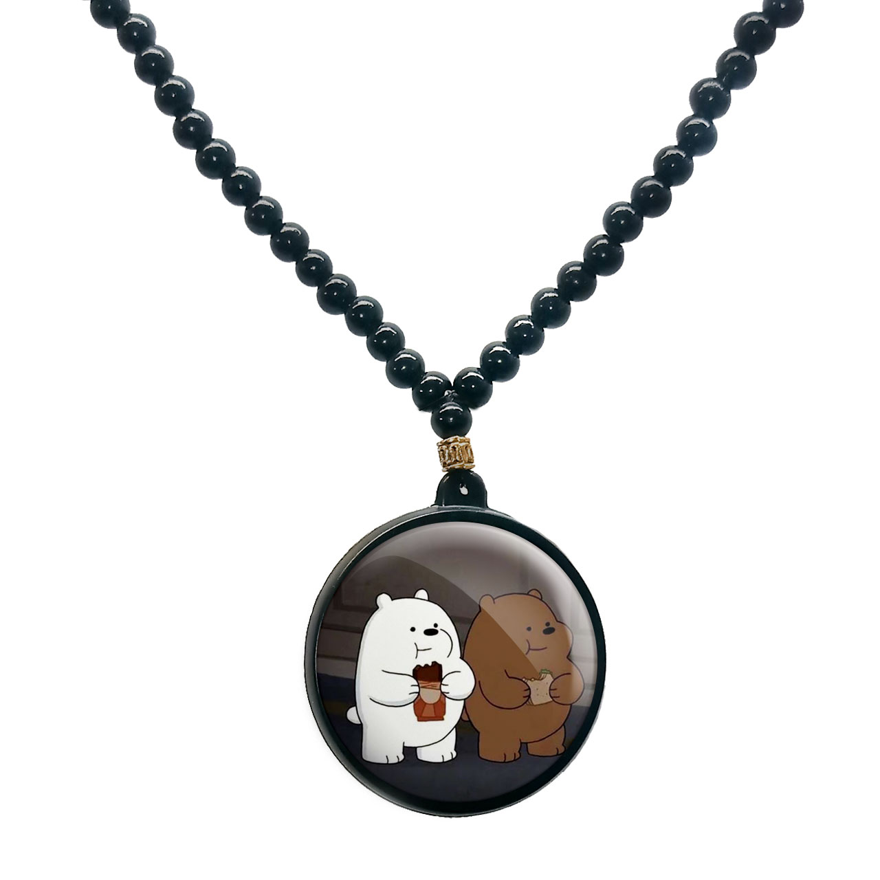 گردنبند پرمانه طرح خرس‌های کله‌ فندقی کد pmd.10199 مدل دو طرفه