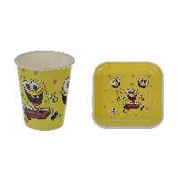 پیش دستی و لیوان یکبار مصرف طرح باب اسفنجی مجموعه 40 عددی