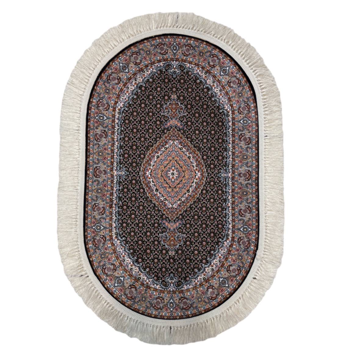 فرش ماشینی قالی تارا مدل ماهی کمال سرمه ای