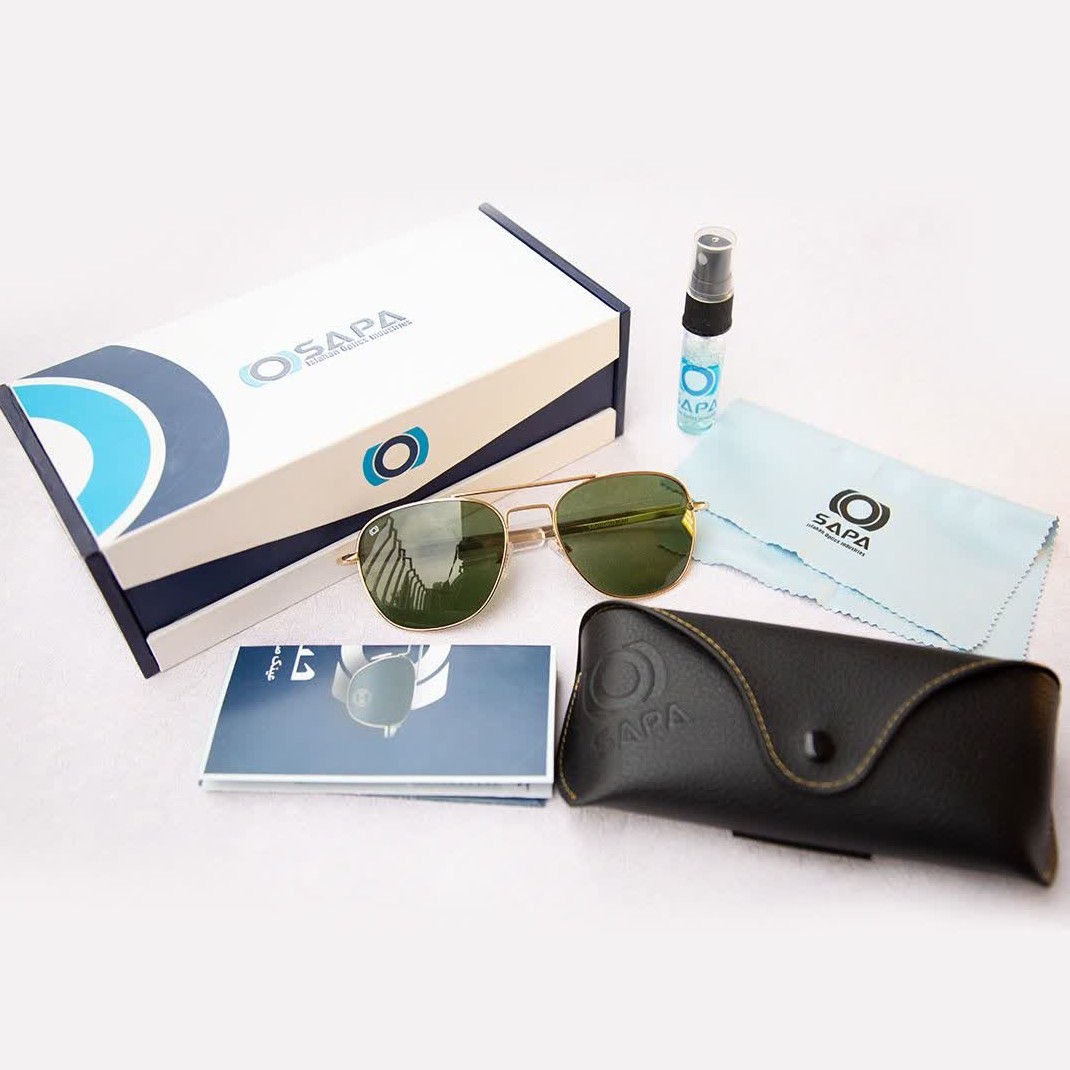 عینک صاایران سایز 52 .55. 57 فریم طلایی .برنزی.مشکی عدسی به رنگ های سبز دودی.قهوه ای