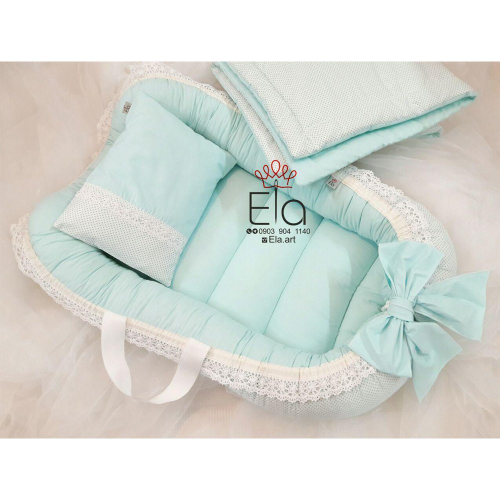 ست تشک 3 تکه با گیپور elaart فیروزه ای روشن