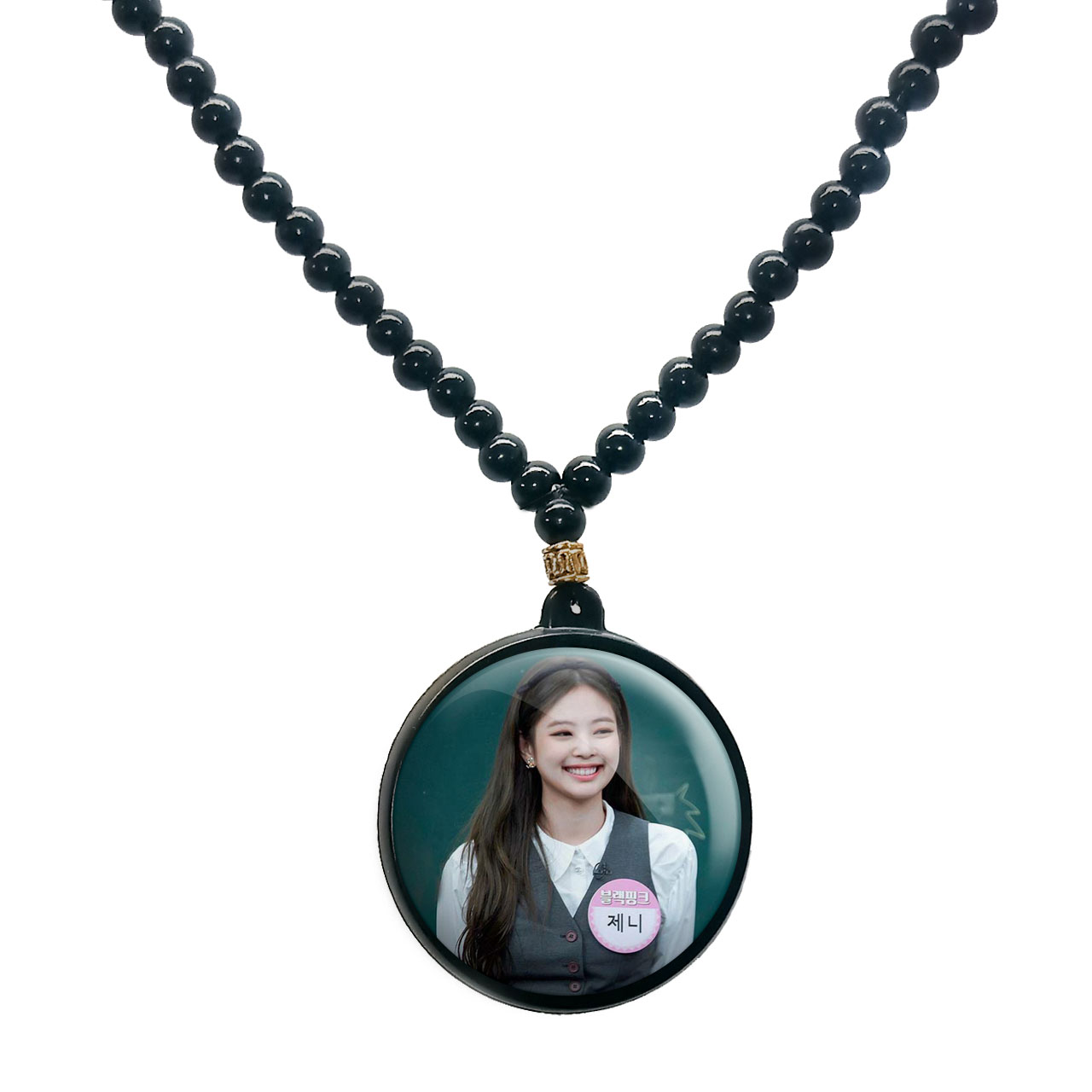 گردنبند پرمانه طرح بلک پینک کد pmd.6753 مدل دو طرفه