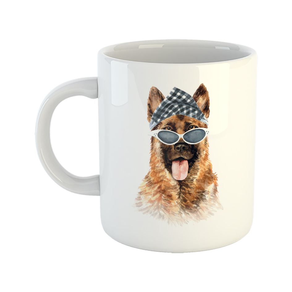 ماگ طرح سگ مدل ژرمن شپرد عینکی