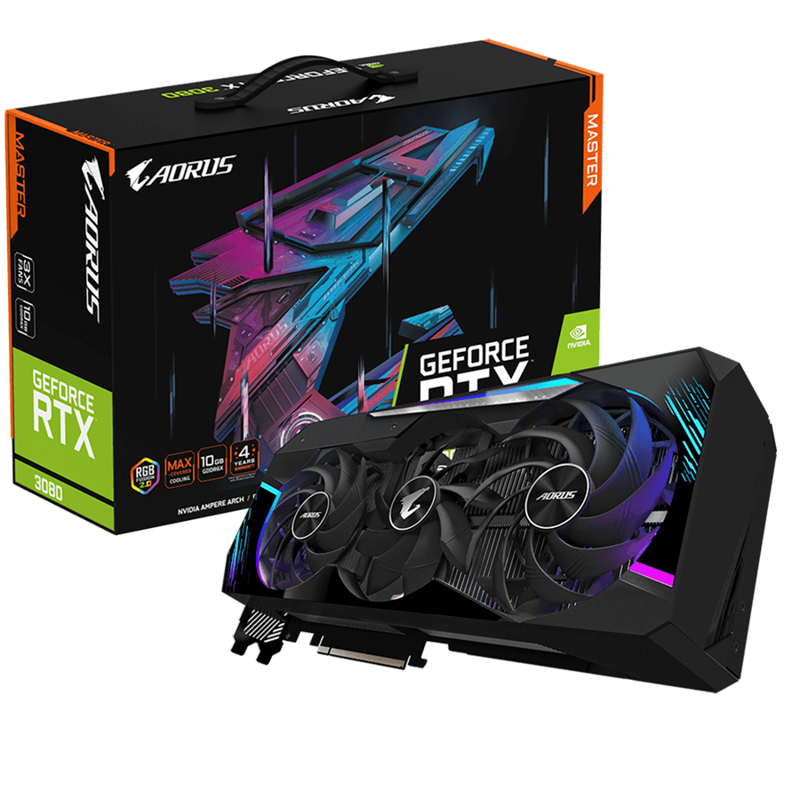 کارت گرافیک  گیگابایت مدل AORUS GeForce RTX™ 3080 MASTER 10G (rev. 2.0) حافظه 10 گیگابایت