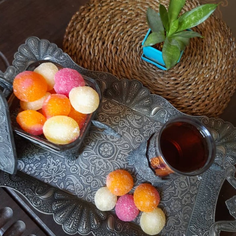 پولکی سکه ای رنگارنگ با طعم میوه (200 گرمی)