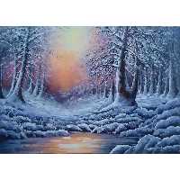 تابلو نقاشی رنگ روغن طرح زمستان کد 4