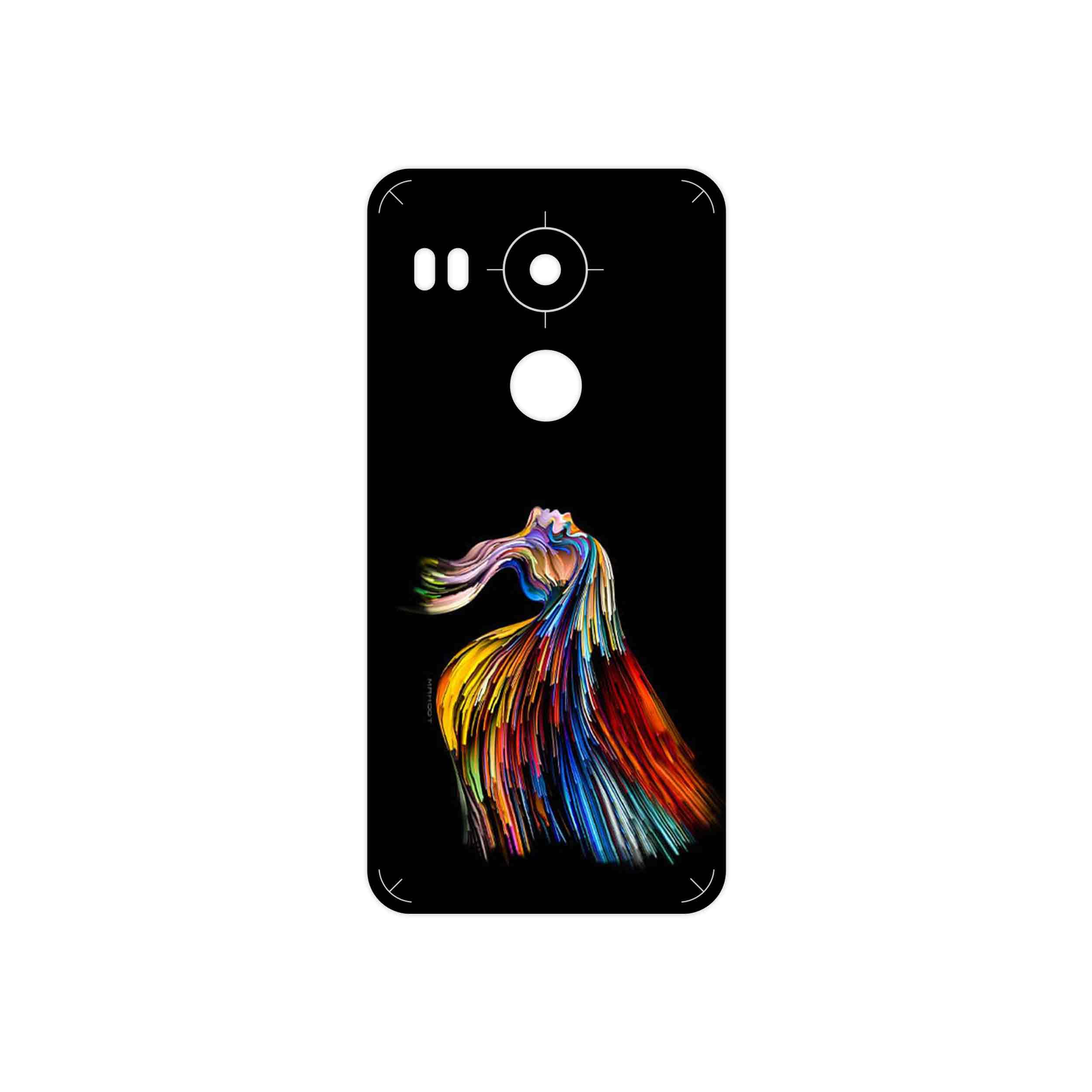 برچسب پوششی ماهوت مدل Rainbow Hair Digital Art مناسب برای گوشی موبایل گوگل Nexus 5X