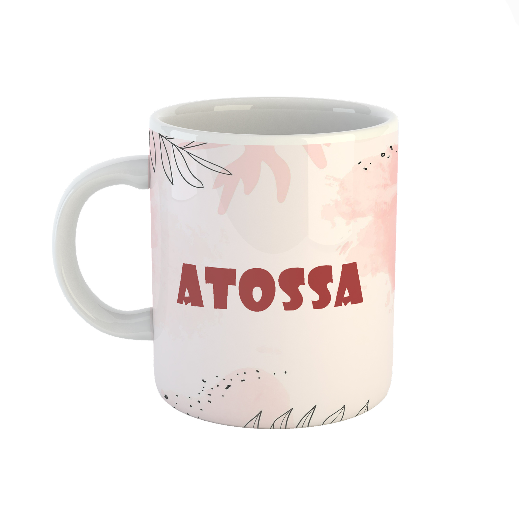 ماگ طرح اسم آتوسا مدل برگ کد 217