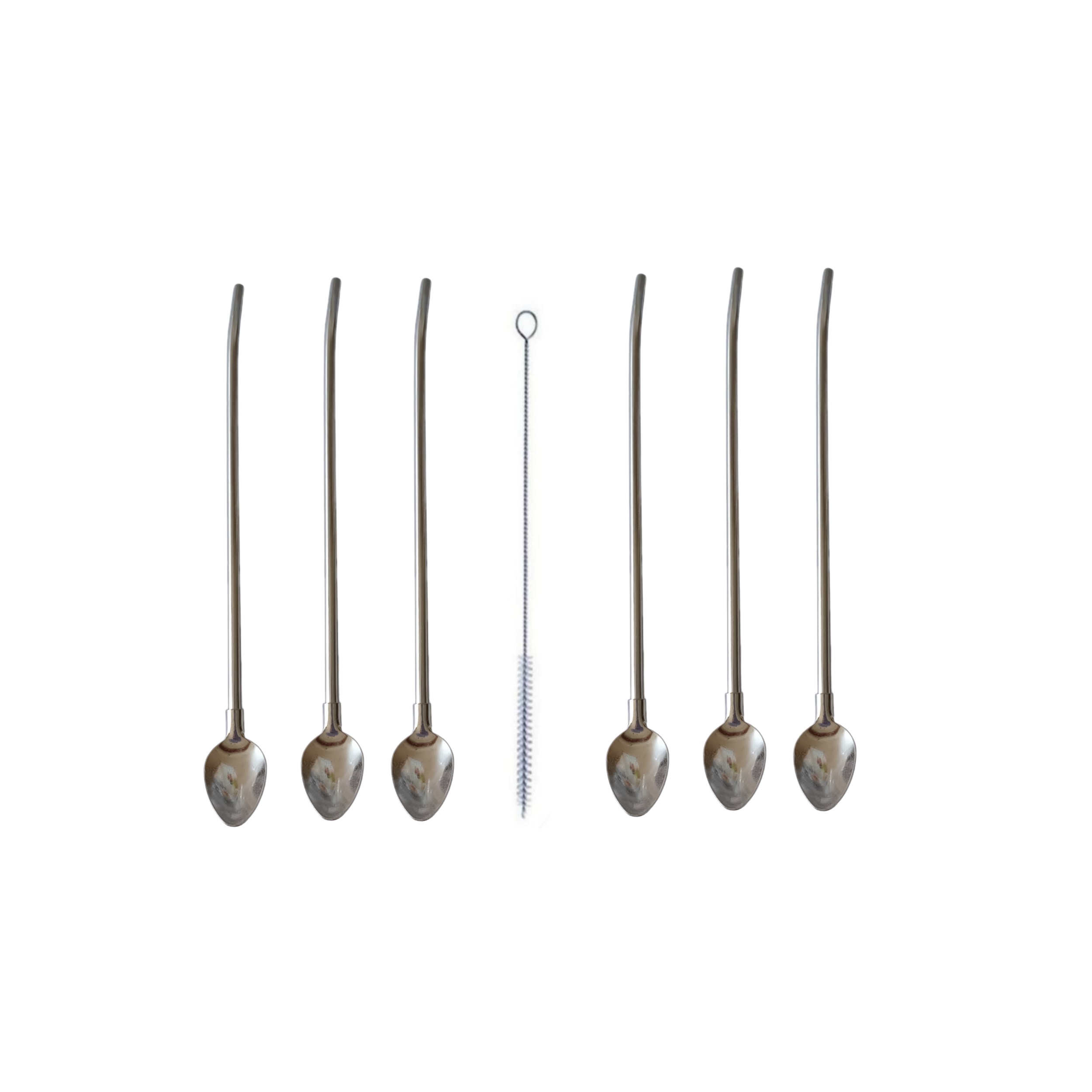 قاشق شربت خوری مدل نی دار کد 1008 به همراه فرچه مجموعه 7 عددی