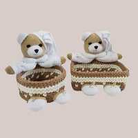 سبد قلاب بافی تریکو طرح عروسک خرسی کد 02 مجموعه 2 عددی