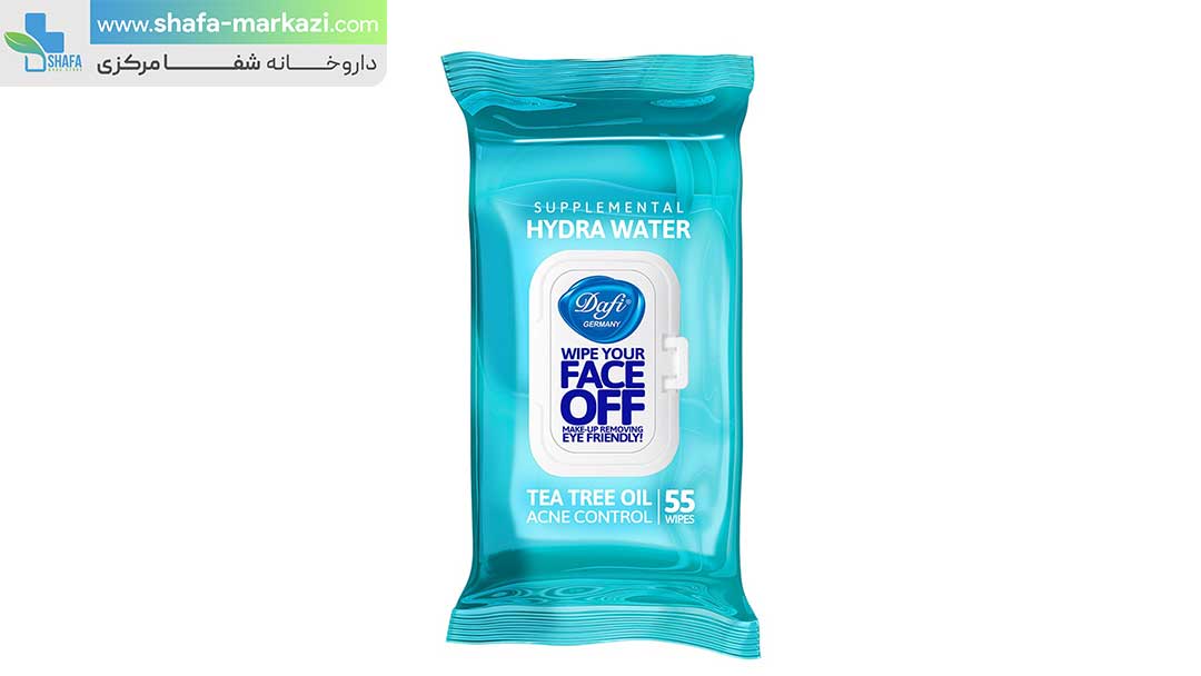 دستمال پاک کننده آرایش هیدرا واتر حاوی روغن درخت چایی دافی | DAFI make up removing eye hydra water tea tree oil