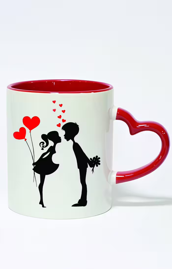 ماگ دسته قلبی رنگی طرح عشق کد 3429