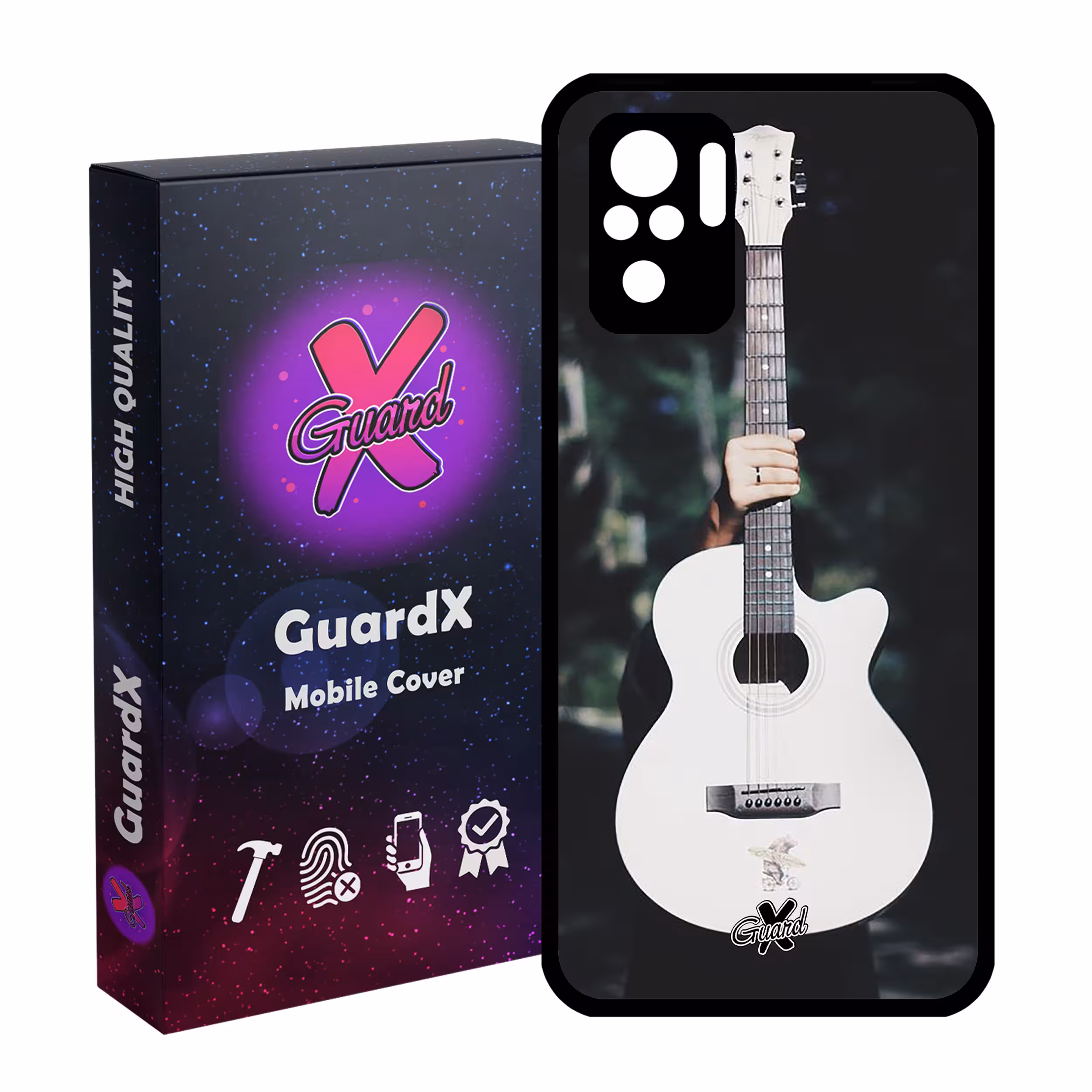 کاور گارد ایکس طرح گیتار مدل Glass10263 مناسب برای گوشی موبایل شیائومی Redmi Note 10 4G / Note 10S
