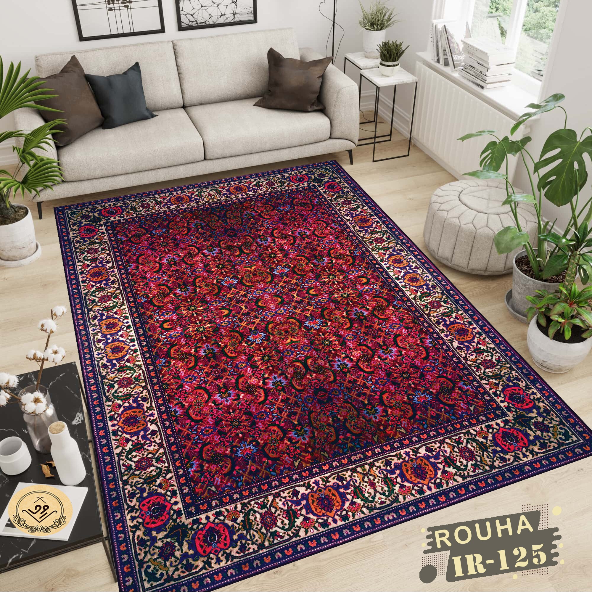 فرشینه 4 متری مخمل لطیف و ضد حساسیت پشت چرم درجه یک و ضمانتی کد 125 روحا