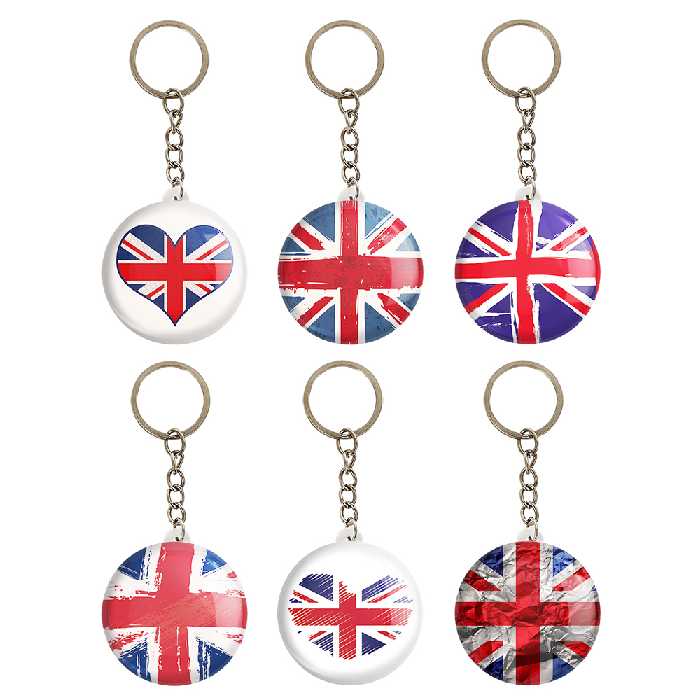 جاکلیدی خندالو مدل پرچم انگلیس کد 1205B مجموعه 6 عددی