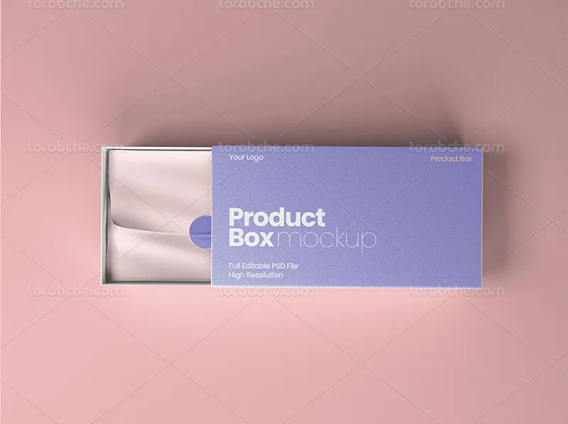 موکاپ لایه باز جعبه محصول مستطیلی | گرافیک با طعم تربچه