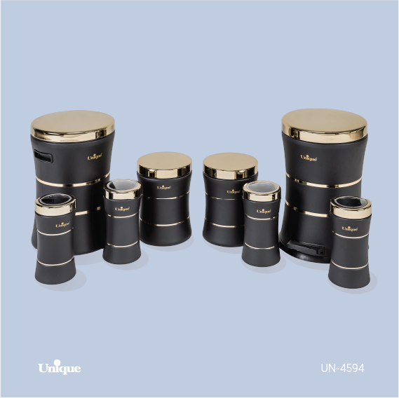 سرویس 8 پارچه کمر باریک خطی مشکی طلا یونیک کد محصول: UN-4594