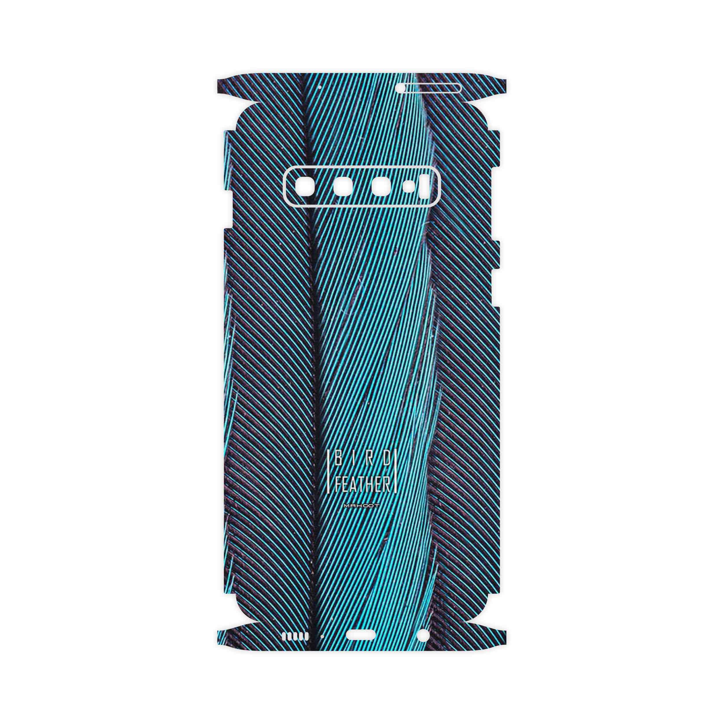 برچسب پوششی ماهوت مدل Turquoise feathers-FullSkin مناسب برای گوشی موبایل سامسونگ Galaxy S10