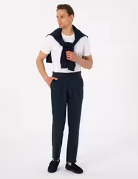 شلوار کتان مردانه سرمه ای پیرکاردین - فروشگاه لباس شهرمون