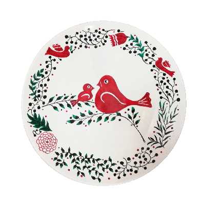 بشقاب سفالی طرح پرنده کد S 013