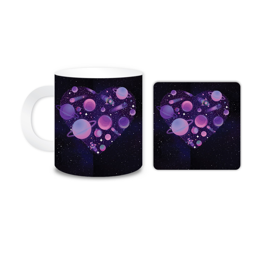 ماگ مدل قلب کد 238 به همراه زیر لیوانی