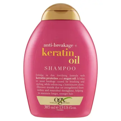 شامپو تقویت کننده مو او جی ایکس مدل Keratin Oil حجم 385 میلی لیتر