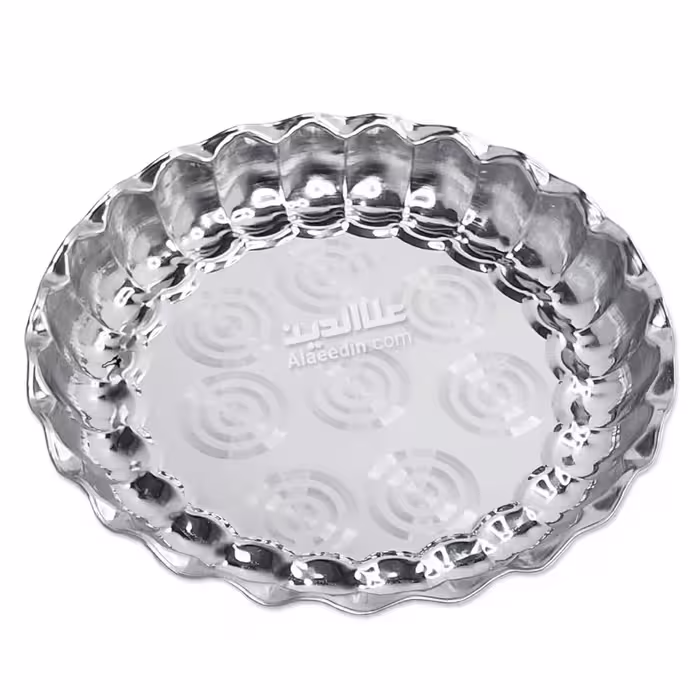 سینی گرد استیل لب کنگره ای ساده سینی استیل ضخیم سایز/قطر 19