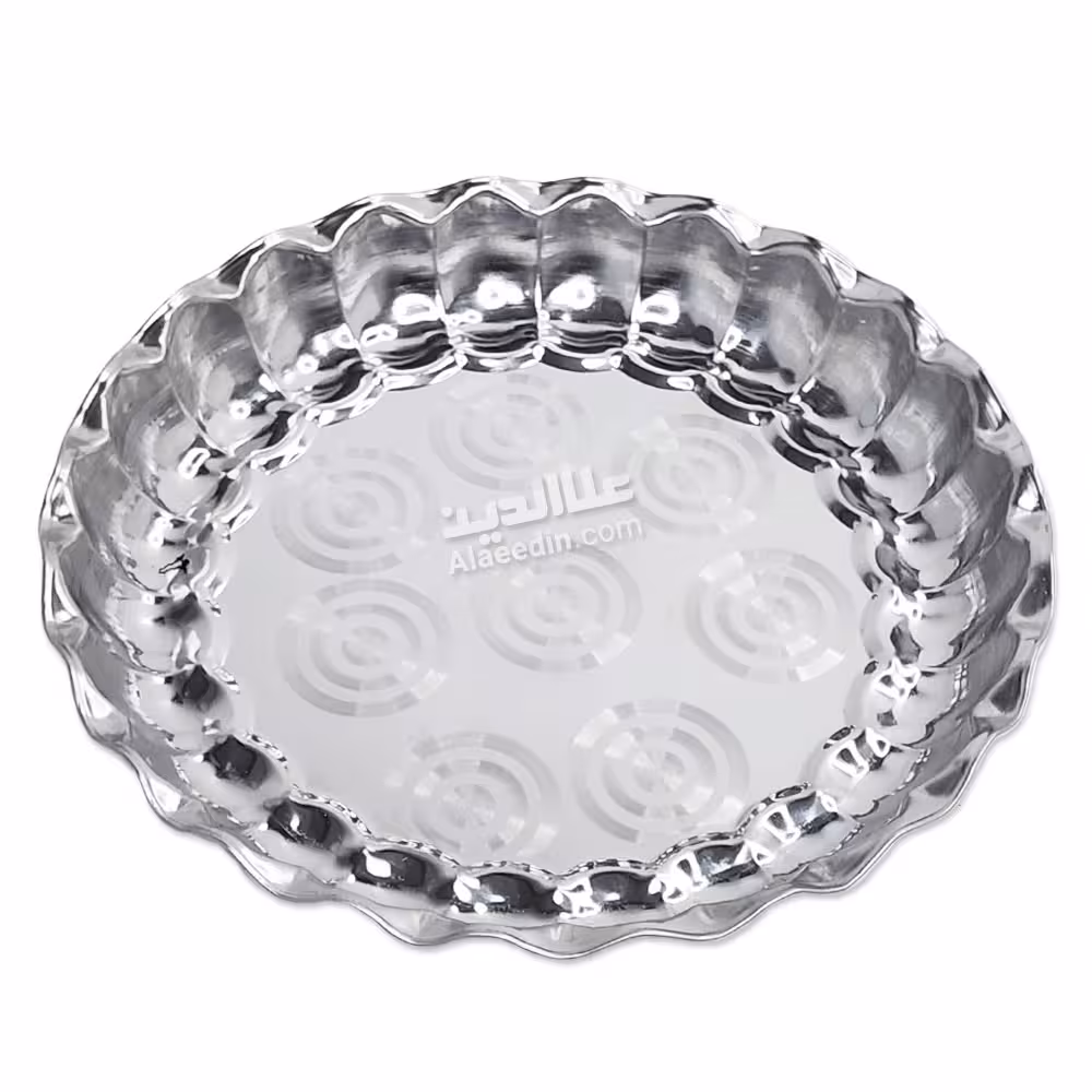 سینی گرد استیل لب کنگره ای ساده سینی استیل ضخیم سایز/قطر 19