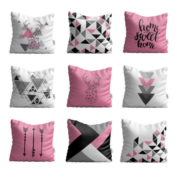 کاور کوسن شمسه نگار مدل مثلث های رنگی کد RW-505 مجموعه 9 عددی