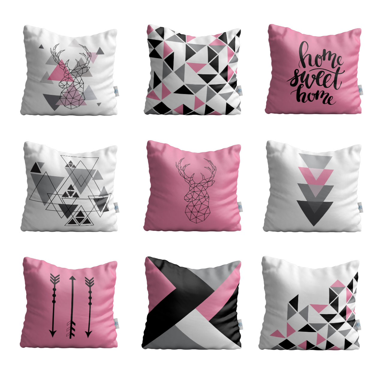 کاور کوسن شمسه نگار مدل مثلث های رنگی کد RW-505 مجموعه 9 عددی